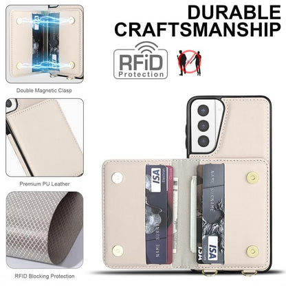 Crossbody Dual-buckle Wallet RFID Back Leather Phone Case, For Samsung Galaxy S21 5G, For Samsung Galaxy S21+ 5G, For Samsung Galaxy S21 Ultra 5G