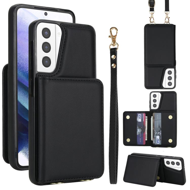Crossbody Dual-buckle Wallet RFID Back Leather Phone Case, For Samsung Galaxy S21 5G, For Samsung Galaxy S21+ 5G, For Samsung Galaxy S21 Ultra 5G