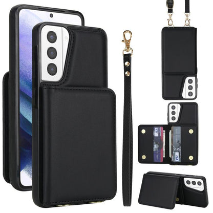 Crossbody Dual-buckle Wallet RFID Back Leather Phone Case, For Samsung Galaxy S21 5G, For Samsung Galaxy S21+ 5G, For Samsung Galaxy S21 Ultra 5G