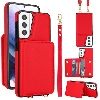 Crossbody Dual-buckle Wallet RFID Back Leather Phone Case, For Samsung Galaxy S21 5G, For Samsung Galaxy S21+ 5G, For Samsung Galaxy S21 Ultra 5G