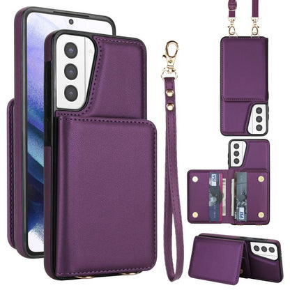 Crossbody Dual-buckle Wallet RFID Back Leather Phone Case, For Samsung Galaxy S21 5G, For Samsung Galaxy S21+ 5G, For Samsung Galaxy S21 Ultra 5G