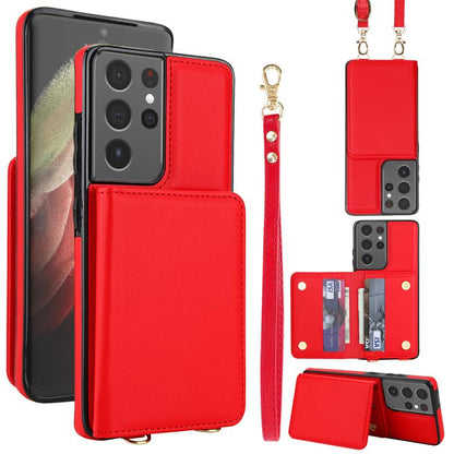 Crossbody Dual-buckle Wallet RFID Back Leather Phone Case, For Samsung Galaxy S21 5G, For Samsung Galaxy S21+ 5G, For Samsung Galaxy S21 Ultra 5G
