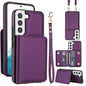Crossbody Dual-buckle Wallet RFID Back Leather Phone Case, For Samsung Galaxy S23+ 5G, For Samsung Galaxy S23 5G, For Samsung Galaxy S22 Ultra 5G, For Samsung Galaxy S22+ 5G, For Samsung Galaxy S22 5G, For Samsung Galaxy S21 FE 5G