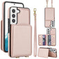 Crossbody Dual-buckle Wallet RFID Back Leather Phone Case, For Samsung Galaxy S23+ 5G, For Samsung Galaxy S23 5G, For Samsung Galaxy S22 Ultra 5G, For Samsung Galaxy S22+ 5G, For Samsung Galaxy S22 5G, For Samsung Galaxy S21 FE 5G