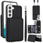 Crossbody Dual-buckle Wallet RFID Back Leather Phone Case, For Samsung Galaxy S23+ 5G, For Samsung Galaxy S23 5G, For Samsung Galaxy S22 Ultra 5G, For Samsung Galaxy S22+ 5G, For Samsung Galaxy S22 5G, For Samsung Galaxy S21 FE 5G