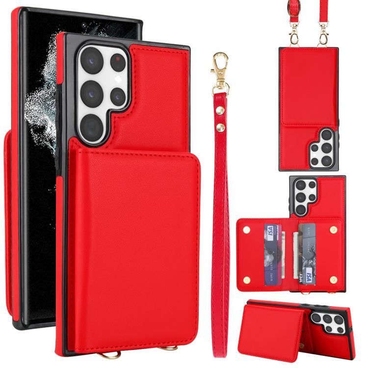 Crossbody Dual-buckle Wallet RFID Back Leather Phone Case, For Samsung Galaxy S25 Ultra 5G, For Samsung Galaxy S24 FE 5G, For Samsung Galaxy S24 Ultra 5G, For Samsung Galaxy S24+ 5G, For Samsung Galaxy S24 5G, For Samsung Galaxy S23 Ultra 5G