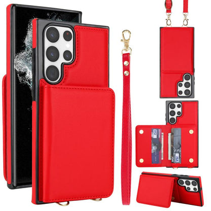 Crossbody Dual-buckle Wallet RFID Back Leather Phone Case, For Samsung Galaxy S25 Ultra 5G, For Samsung Galaxy S24 FE 5G, For Samsung Galaxy S24 Ultra 5G, For Samsung Galaxy S24+ 5G, For Samsung Galaxy S24 5G, For Samsung Galaxy S23 Ultra 5G
