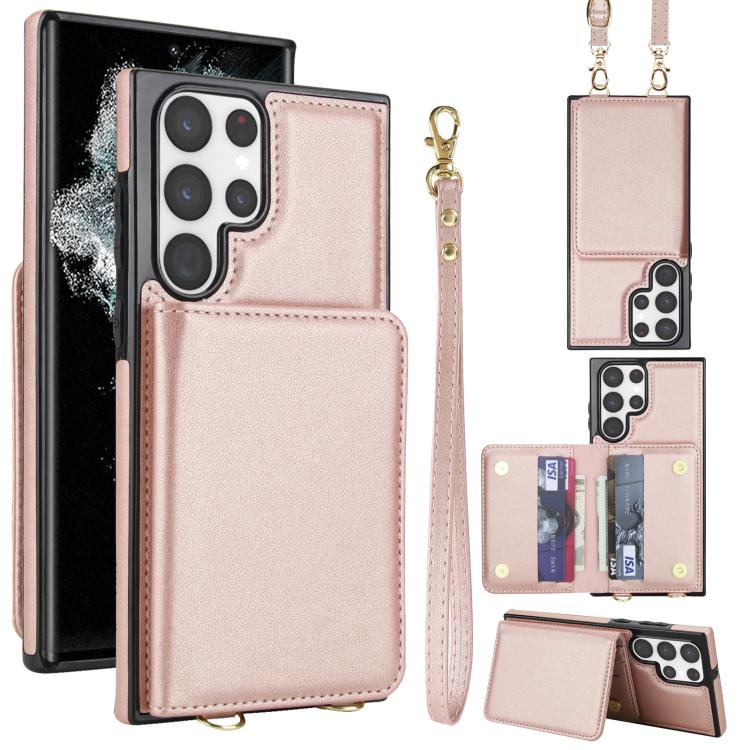 Crossbody Dual-buckle Wallet RFID Back Leather Phone Case, For Samsung Galaxy S25 Ultra 5G, For Samsung Galaxy S24 FE 5G, For Samsung Galaxy S24 Ultra 5G, For Samsung Galaxy S24+ 5G, For Samsung Galaxy S24 5G, For Samsung Galaxy S23 Ultra 5G