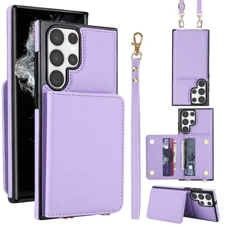 Crossbody Dual-buckle Wallet RFID Back Leather Phone Case, For Samsung Galaxy S25 Ultra 5G, For Samsung Galaxy S24 FE 5G, For Samsung Galaxy S24 Ultra 5G, For Samsung Galaxy S24+ 5G, For Samsung Galaxy S24 5G, For Samsung Galaxy S23 Ultra 5G