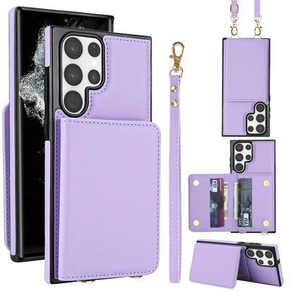 Crossbody Dual-buckle Wallet RFID Back Leather Phone Case, For Samsung Galaxy S25 Ultra 5G, For Samsung Galaxy S24 FE 5G, For Samsung Galaxy S24 Ultra 5G, For Samsung Galaxy S24+ 5G, For Samsung Galaxy S24 5G, For Samsung Galaxy S23 Ultra 5G