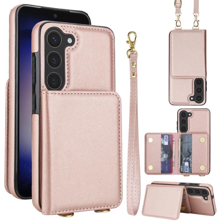 Crossbody Dual-buckle Wallet RFID Back Leather Phone Case, For Samsung Galaxy S23+ 5G, For Samsung Galaxy S23 5G, For Samsung Galaxy S22 Ultra 5G, For Samsung Galaxy S22+ 5G, For Samsung Galaxy S22 5G, For Samsung Galaxy S21 FE 5G