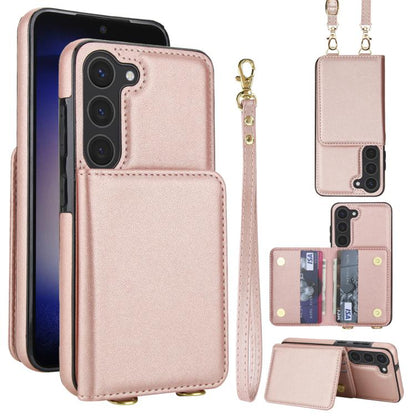 Crossbody Dual-buckle Wallet RFID Back Leather Phone Case, For Samsung Galaxy S23+ 5G, For Samsung Galaxy S23 5G, For Samsung Galaxy S22 Ultra 5G, For Samsung Galaxy S22+ 5G, For Samsung Galaxy S22 5G, For Samsung Galaxy S21 FE 5G