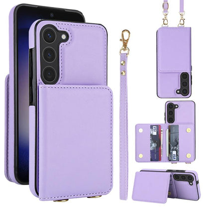 Crossbody Dual-buckle Wallet RFID Back Leather Phone Case, For Samsung Galaxy S23+ 5G, For Samsung Galaxy S23 5G, For Samsung Galaxy S22 Ultra 5G, For Samsung Galaxy S22+ 5G, For Samsung Galaxy S22 5G, For Samsung Galaxy S21 FE 5G