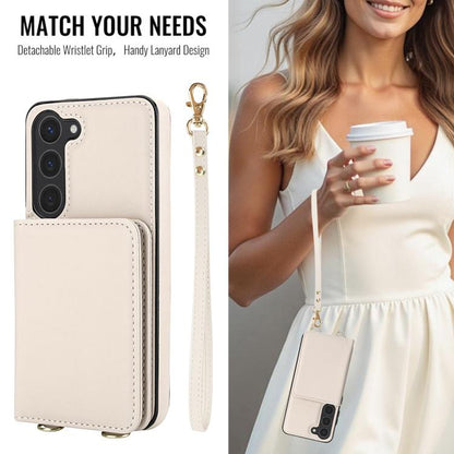 Crossbody Dual-buckle Wallet RFID Back Leather Phone Case, For Samsung Galaxy S23+ 5G, For Samsung Galaxy S23 5G, For Samsung Galaxy S22 Ultra 5G, For Samsung Galaxy S22+ 5G, For Samsung Galaxy S22 5G, For Samsung Galaxy S21 FE 5G
