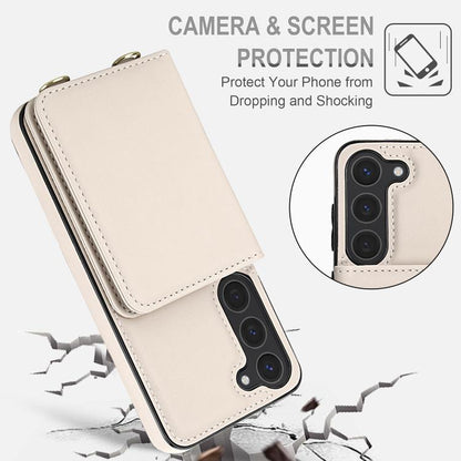 Crossbody Dual-buckle Wallet RFID Back Leather Phone Case, For Samsung Galaxy S23+ 5G, For Samsung Galaxy S23 5G, For Samsung Galaxy S22 Ultra 5G, For Samsung Galaxy S22+ 5G, For Samsung Galaxy S22 5G, For Samsung Galaxy S21 FE 5G