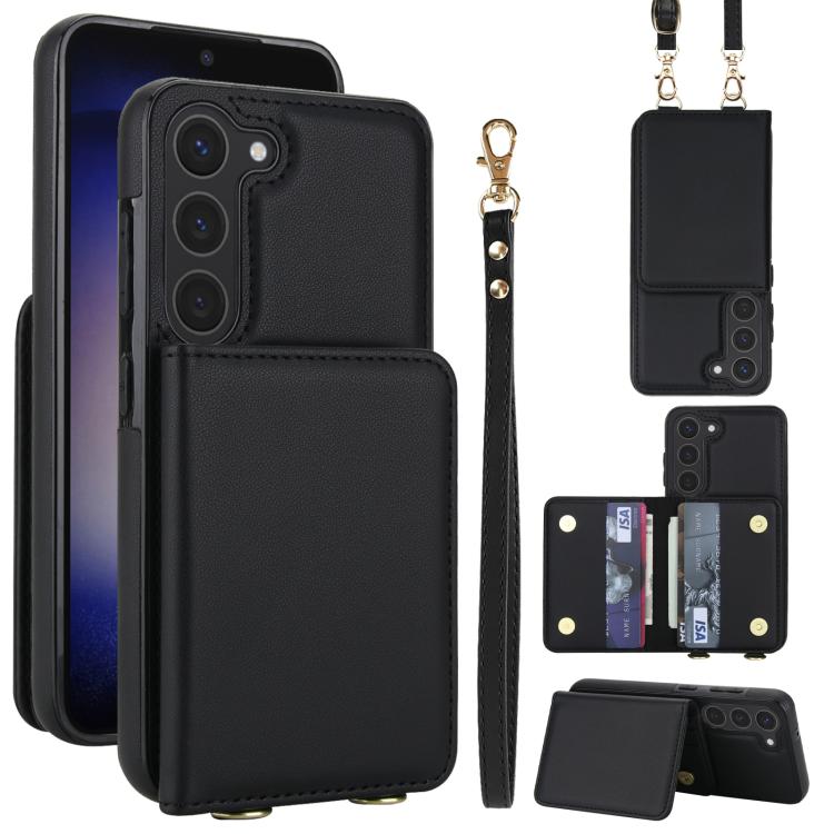 Crossbody Dual-buckle Wallet RFID Back Leather Phone Case, For Samsung Galaxy S23+ 5G, For Samsung Galaxy S23 5G, For Samsung Galaxy S22 Ultra 5G, For Samsung Galaxy S22+ 5G, For Samsung Galaxy S22 5G, For Samsung Galaxy S21 FE 5G