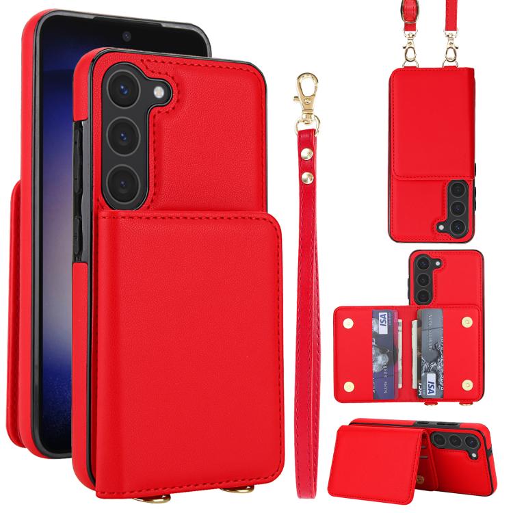 Crossbody Dual-buckle Wallet RFID Back Leather Phone Case, For Samsung Galaxy S23+ 5G, For Samsung Galaxy S23 5G, For Samsung Galaxy S22 Ultra 5G, For Samsung Galaxy S22+ 5G, For Samsung Galaxy S22 5G, For Samsung Galaxy S21 FE 5G