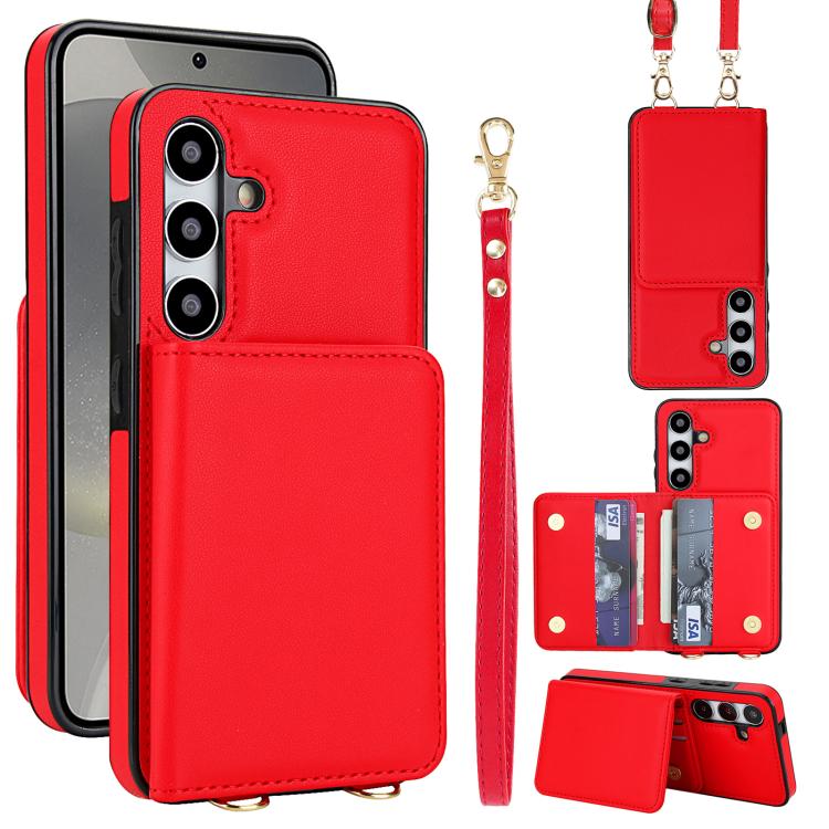Crossbody Dual-buckle Wallet RFID Back Leather Phone Case, For Samsung Galaxy S25 Ultra 5G, For Samsung Galaxy S24 FE 5G, For Samsung Galaxy S24 Ultra 5G, For Samsung Galaxy S24+ 5G, For Samsung Galaxy S24 5G, For Samsung Galaxy S23 Ultra 5G