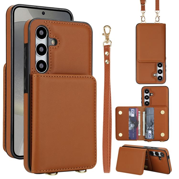 Crossbody Dual-buckle Wallet RFID Back Leather Phone Case, For Samsung Galaxy S25 Ultra 5G, For Samsung Galaxy S24 FE 5G, For Samsung Galaxy S24 Ultra 5G, For Samsung Galaxy S24+ 5G, For Samsung Galaxy S24 5G, For Samsung Galaxy S23 Ultra 5G