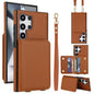 Crossbody Dual-buckle Wallet RFID Back Leather Phone Case, For Samsung Galaxy S25 Ultra 5G, For Samsung Galaxy S24 FE 5G, For Samsung Galaxy S24 Ultra 5G, For Samsung Galaxy S24+ 5G, For Samsung Galaxy S24 5G, For Samsung Galaxy S23 Ultra 5G