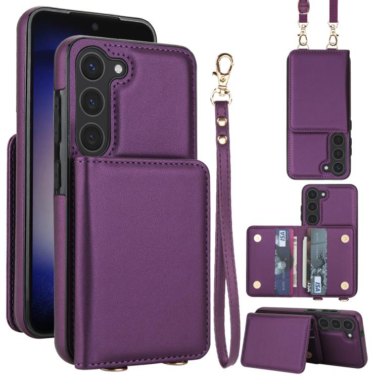 Crossbody Dual-buckle Wallet RFID Back Leather Phone Case, For Samsung Galaxy S26+ 5G, For Samsung Galaxy S26 Ultra 5G, For Samsung Galaxy S26 5G, For Samsung Galaxy S25 Edge 5G, For Samsung Galaxy S25 5G, For Samsung Galaxy S25+ 5G
