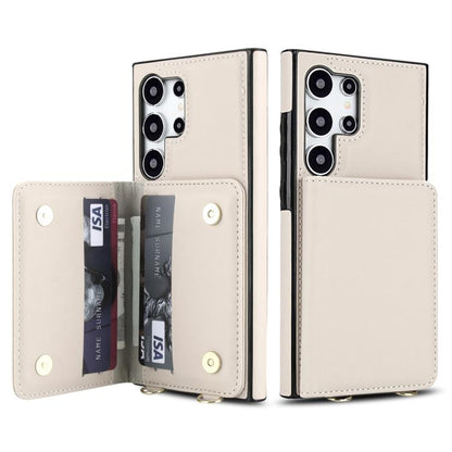 Crossbody Dual-buckle Wallet RFID Back Leather Phone Case, For Samsung Galaxy S25 Ultra 5G, For Samsung Galaxy S24 FE 5G, For Samsung Galaxy S24 Ultra 5G, For Samsung Galaxy S24+ 5G, For Samsung Galaxy S24 5G, For Samsung Galaxy S23 Ultra 5G