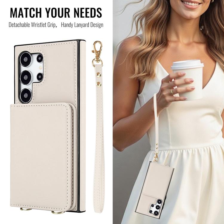 Crossbody Dual-buckle Wallet RFID Back Leather Phone Case, For Samsung Galaxy S25 Ultra 5G, For Samsung Galaxy S24 FE 5G, For Samsung Galaxy S24 Ultra 5G, For Samsung Galaxy S24+ 5G, For Samsung Galaxy S24 5G, For Samsung Galaxy S23 Ultra 5G