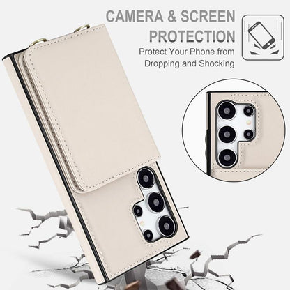 Crossbody Dual-buckle Wallet RFID Back Leather Phone Case, For Samsung Galaxy S25 Ultra 5G, For Samsung Galaxy S24 FE 5G, For Samsung Galaxy S24 Ultra 5G, For Samsung Galaxy S24+ 5G, For Samsung Galaxy S24 5G, For Samsung Galaxy S23 Ultra 5G