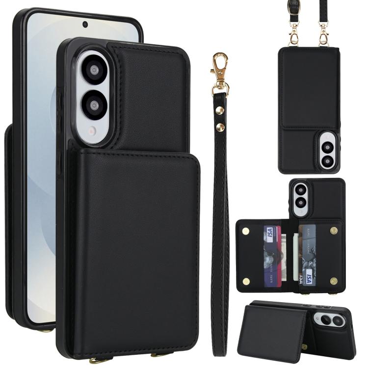 Crossbody Dual-buckle Wallet RFID Back Leather Phone Case, For Samsung Galaxy S26+ 5G, For Samsung Galaxy S26 Ultra 5G, For Samsung Galaxy S26 5G, For Samsung Galaxy S25 Edge 5G, For Samsung Galaxy S25 5G, For Samsung Galaxy S25+ 5G