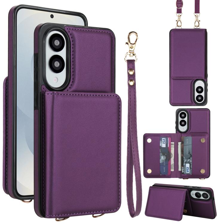 Crossbody Dual-buckle Wallet RFID Back Leather Phone Case, For Samsung Galaxy S26+ 5G, For Samsung Galaxy S26 Ultra 5G, For Samsung Galaxy S26 5G, For Samsung Galaxy S25 Edge 5G, For Samsung Galaxy S25 5G, For Samsung Galaxy S25+ 5G