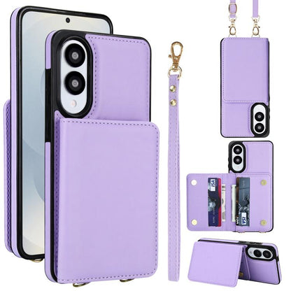 Crossbody Dual-buckle Wallet RFID Back Leather Phone Case, For Samsung Galaxy S26+ 5G, For Samsung Galaxy S26 Ultra 5G, For Samsung Galaxy S26 5G, For Samsung Galaxy S25 Edge 5G, For Samsung Galaxy S25 5G, For Samsung Galaxy S25+ 5G
