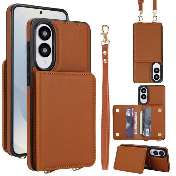 Crossbody Dual-buckle Wallet RFID Back Leather Phone Case, For Samsung Galaxy S26+ 5G, For Samsung Galaxy S26 Ultra 5G, For Samsung Galaxy S26 5G, For Samsung Galaxy S25 Edge 5G, For Samsung Galaxy S25 5G, For Samsung Galaxy S25+ 5G