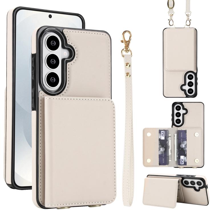 Crossbody Dual-buckle Wallet RFID Back Leather Phone Case, For Samsung Galaxy S26+ 5G, For Samsung Galaxy S26 Ultra 5G, For Samsung Galaxy S26 5G, For Samsung Galaxy S25 Edge 5G, For Samsung Galaxy S25 5G, For Samsung Galaxy S25+ 5G