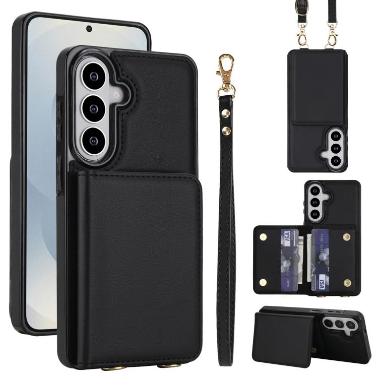 Crossbody Dual-buckle Wallet RFID Back Leather Phone Case, For Samsung Galaxy S26+ 5G, For Samsung Galaxy S26 Ultra 5G, For Samsung Galaxy S26 5G, For Samsung Galaxy S25 Edge 5G, For Samsung Galaxy S25 5G, For Samsung Galaxy S25+ 5G