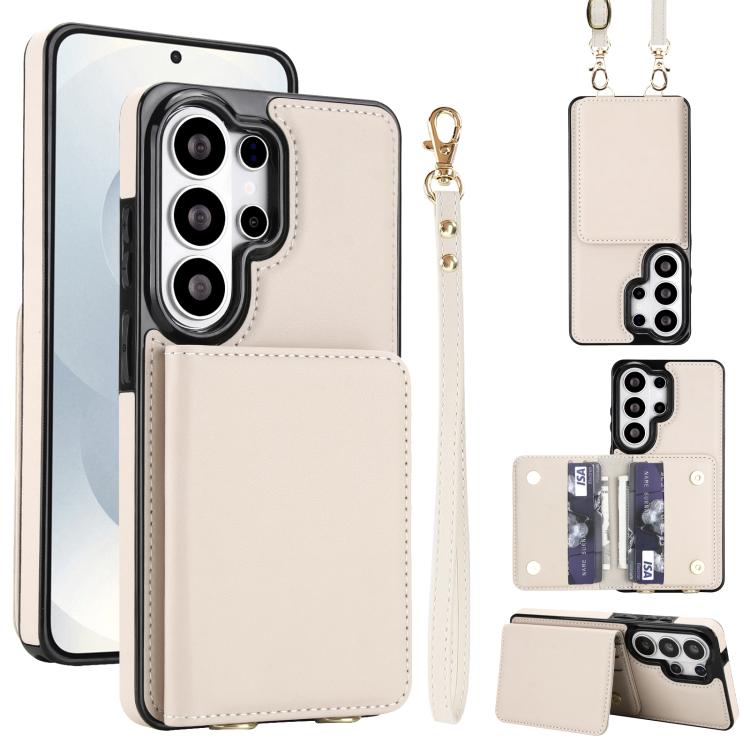 Crossbody Dual-buckle Wallet RFID Back Leather Phone Case, For Samsung Galaxy S26+ 5G, For Samsung Galaxy S26 Ultra 5G, For Samsung Galaxy S26 5G, For Samsung Galaxy S25 Edge 5G, For Samsung Galaxy S25 5G, For Samsung Galaxy S25+ 5G