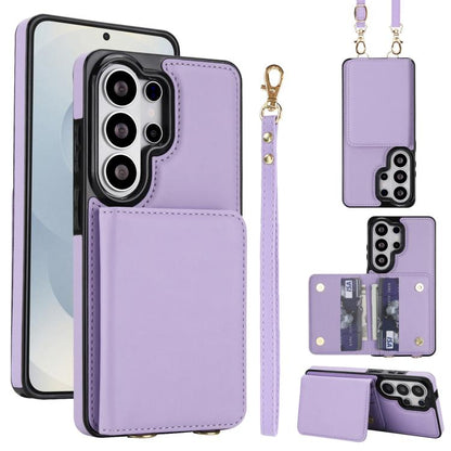 Crossbody Dual-buckle Wallet RFID Back Leather Phone Case, For Samsung Galaxy S26+ 5G, For Samsung Galaxy S26 Ultra 5G, For Samsung Galaxy S26 5G, For Samsung Galaxy S25 Edge 5G, For Samsung Galaxy S25 5G, For Samsung Galaxy S25+ 5G
