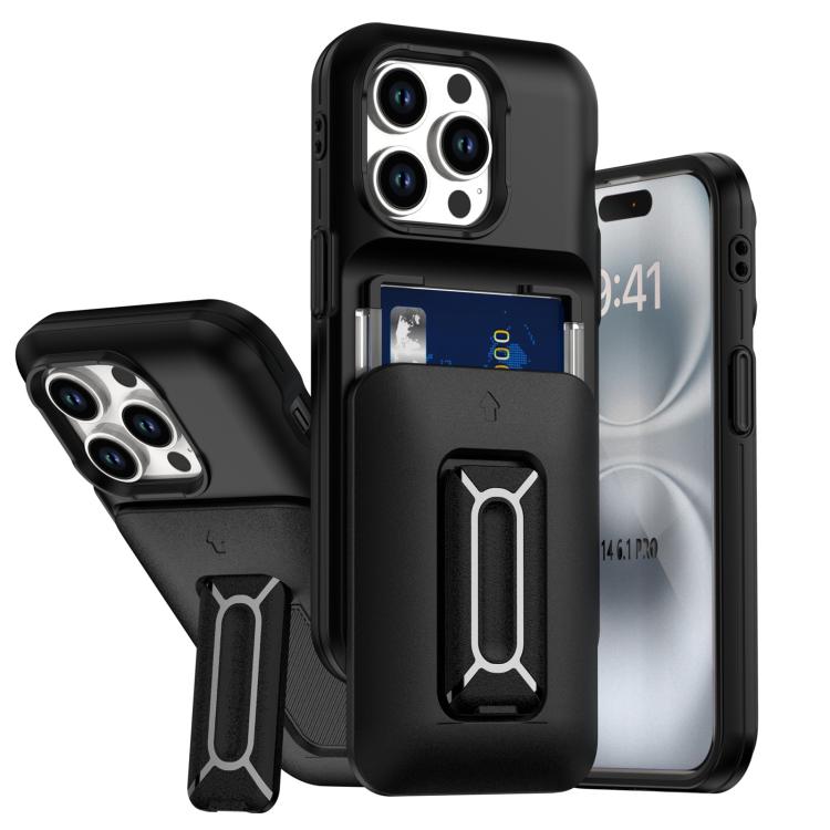 Sliding Card Holder Integrated Phone Case with Kickstand