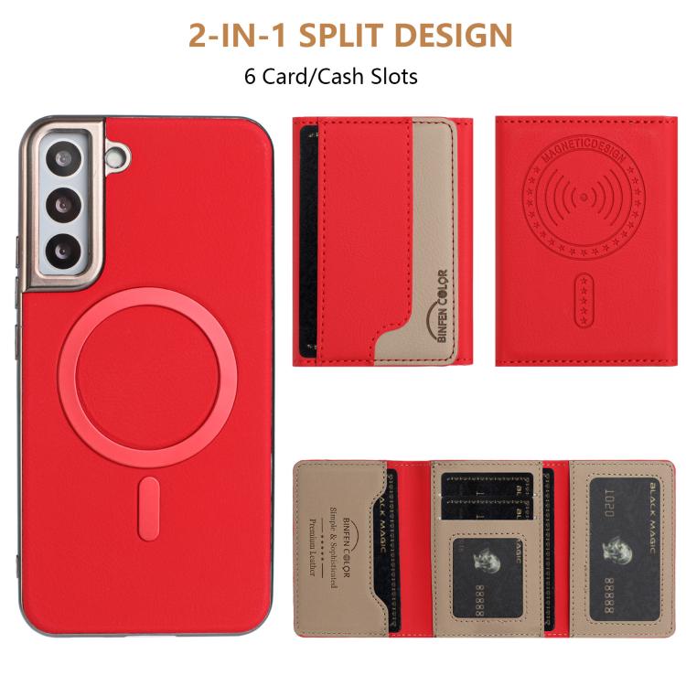 Colour Matching Horizontal Magnetic Card Bag RFID MagSafe Phone Case, For Samsung Galaxy S25 5G, For Samsung Galaxy S25+ 5G, For Samsung Galaxy S25 Ultra 5G, For Samsung Galaxy S24 FE 5G, For Samsung Galaxy S24 Ultra 5G, For Samsung Galaxy S24+ 5G     ...
