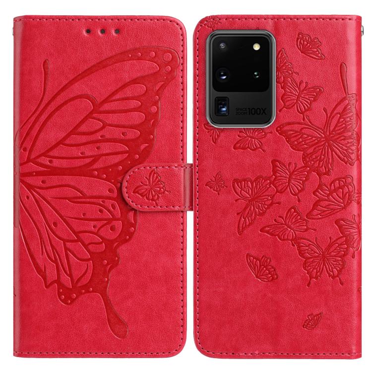 Butterfly Flutter Pattern Embossed Leather Phone Case, For Samsung Galaxy S20 Ultra, For Samsung Galaxy S20, For Samsung Galaxy S20+