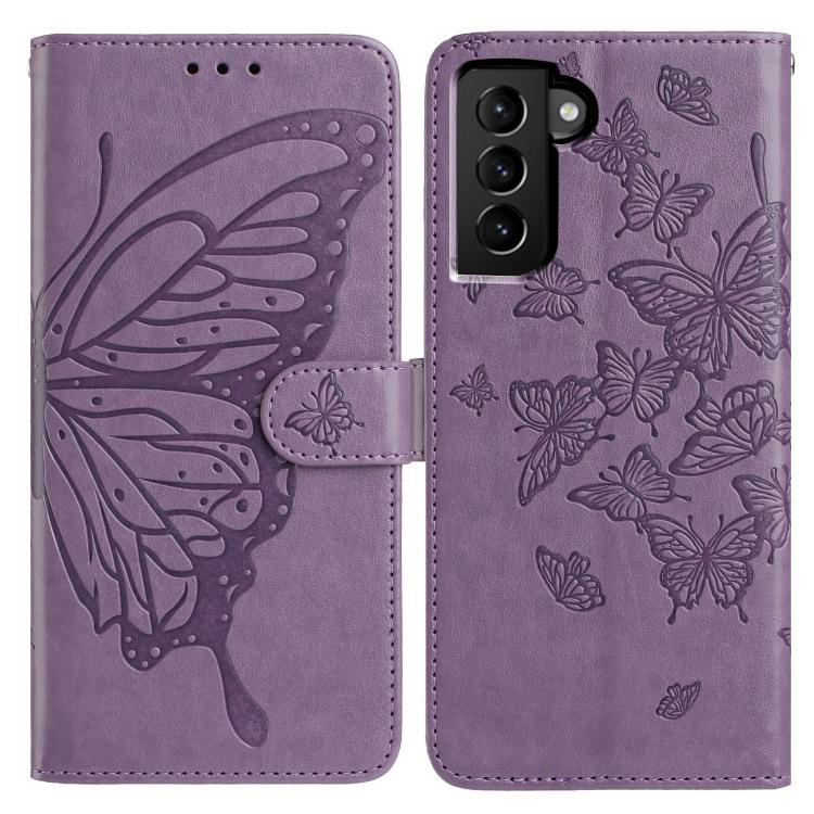 Butterfly Flutter Pattern Embossed Leather Phone Case, For Samsung Galaxy S22+ 5G, For Samsung Galaxy S22 5G, For Samsung Galaxy S21 FE 5G, For Samsung Galaxy S21 5G, For Samsung Galaxy S21+ 5G, For Samsung Galaxy S21 Ultra 5G