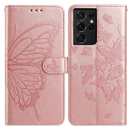 Butterfly Flutter Pattern Embossed Leather Phone Case, For Samsung Galaxy S22+ 5G, For Samsung Galaxy S22 5G, For Samsung Galaxy S21 FE 5G, For Samsung Galaxy S21 5G, For Samsung Galaxy S21+ 5G, For Samsung Galaxy S21 Ultra 5G