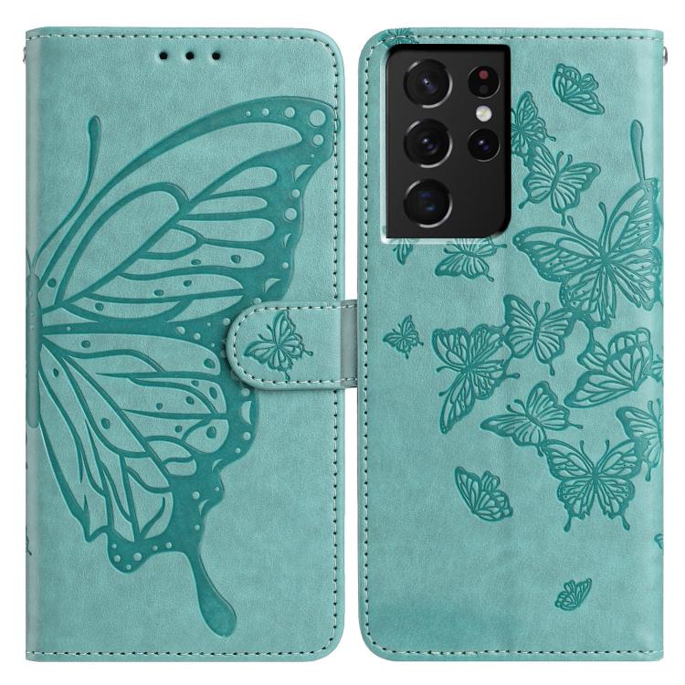 Butterfly Flutter Pattern Embossed Leather Phone Case, For Samsung Galaxy S22+ 5G, For Samsung Galaxy S22 5G, For Samsung Galaxy S21 FE 5G, For Samsung Galaxy S21 5G, For Samsung Galaxy S21+ 5G, For Samsung Galaxy S21 Ultra 5G