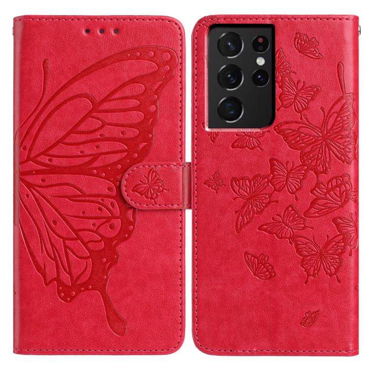 Butterfly Flutter Pattern Embossed Leather Phone Case, For Samsung Galaxy S22+ 5G, For Samsung Galaxy S22 5G, For Samsung Galaxy S21 FE 5G, For Samsung Galaxy S21 5G, For Samsung Galaxy S21+ 5G, For Samsung Galaxy S21 Ultra 5G