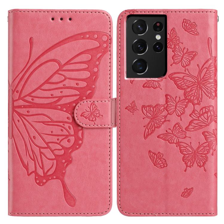 Butterfly Flutter Pattern Embossed Leather Phone Case, For Samsung Galaxy S22+ 5G, For Samsung Galaxy S22 5G, For Samsung Galaxy S21 FE 5G, For Samsung Galaxy S21 5G, For Samsung Galaxy S21+ 5G, For Samsung Galaxy S21 Ultra 5G