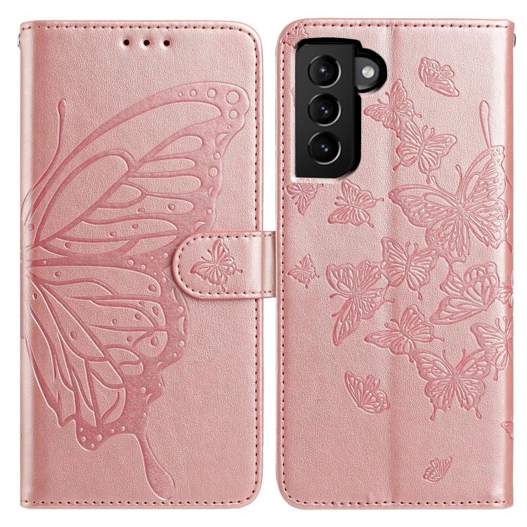 Butterfly Flutter Pattern Embossed Leather Phone Case, For Samsung Galaxy S22+ 5G, For Samsung Galaxy S22 5G, For Samsung Galaxy S21 FE 5G, For Samsung Galaxy S21 5G, For Samsung Galaxy S21+ 5G, For Samsung Galaxy S21 Ultra 5G