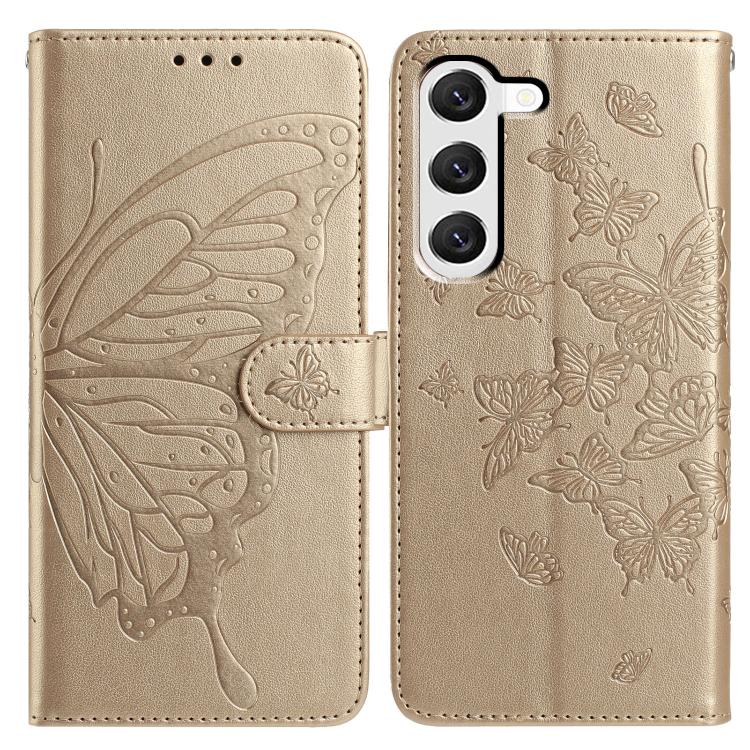Butterfly Flutter Pattern Embossed Leather Phone Case, For Samsung Galaxy S23 FE 5G, For Samsung Galaxy S23 Ultra 5G, For Samsung Galaxy S23+ 5G, For Samsung Galaxy S23 5G, For Samsung Galaxy S20 FE, For Samsung Galaxy S22 Ultra 5G