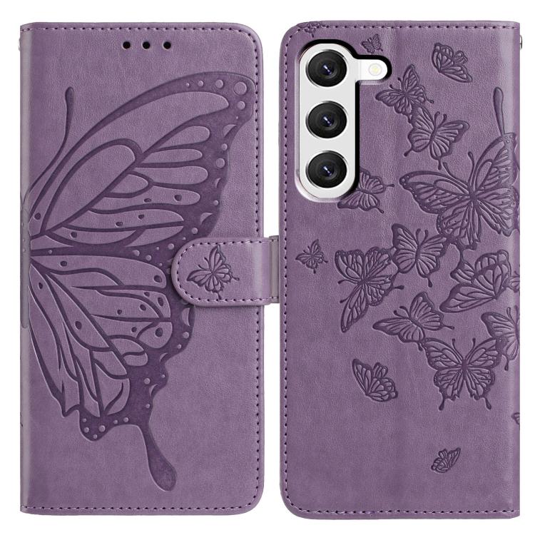 Butterfly Flutter Pattern Embossed Leather Phone Case, For Samsung Galaxy S23 FE 5G, For Samsung Galaxy S23 Ultra 5G, For Samsung Galaxy S23+ 5G, For Samsung Galaxy S23 5G, For Samsung Galaxy S20 FE, For Samsung Galaxy S22 Ultra 5G
