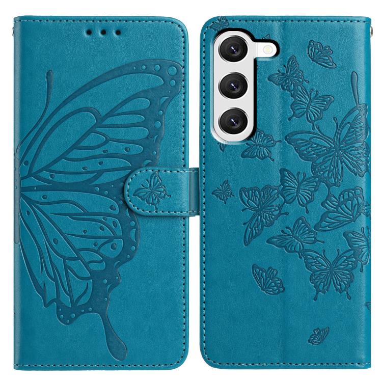 Butterfly Flutter Pattern Embossed Leather Phone Case, For Samsung Galaxy S23 FE 5G, For Samsung Galaxy S23 Ultra 5G, For Samsung Galaxy S23+ 5G, For Samsung Galaxy S23 5G, For Samsung Galaxy S20 FE, For Samsung Galaxy S22 Ultra 5G