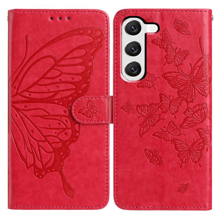 Butterfly Flutter Pattern Embossed Leather Phone Case, For Samsung Galaxy S23 FE 5G, For Samsung Galaxy S23 Ultra 5G, For Samsung Galaxy S23+ 5G, For Samsung Galaxy S23 5G, For Samsung Galaxy S20 FE, For Samsung Galaxy S22 Ultra 5G