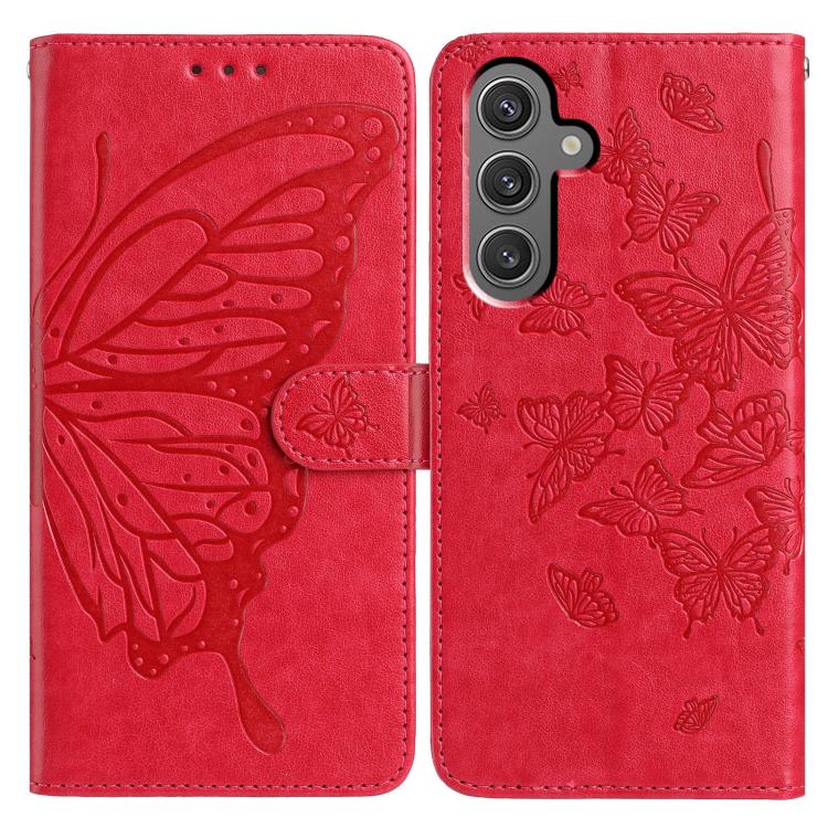 Butterfly Flutter Pattern Embossed Leather Phone Case, For Samsung Galaxy S25+ 5G, For Samsung Galax S25 Ultra 5G, For Samsung Galaxy S24 FE 5G, For Samsung Galaxy S24 Ultra 5G, For Samsung Galaxy S24+ 5G, For Samsung Galaxy S24 5G